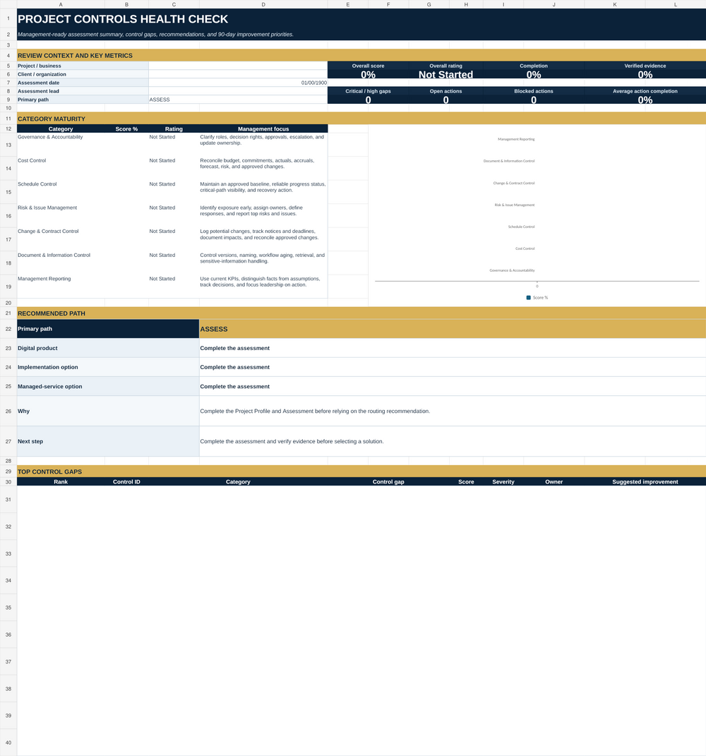 NORRED Project Controls Health Check Toolkit executive summary preview
